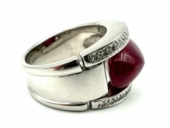 Bague or blanc 18K, diamants et rubis 11ct certifié
