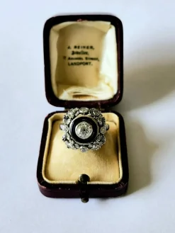 Bague or blanc 18k et Diamants anciens