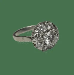 Bague or blanc 18K platine diamants