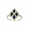 Bague Or Blanc 14K Saphir et Diamants