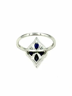 Bague Or Blanc 14K Saphir et Diamants