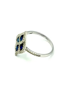 Bague Or Blanc 14K Saphir et Diamants