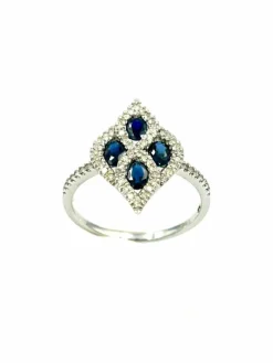 Bague Or Blanc 14K Saphir et Diamants