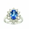 Bague Or Blanc 14K Tanzanite et Diamants