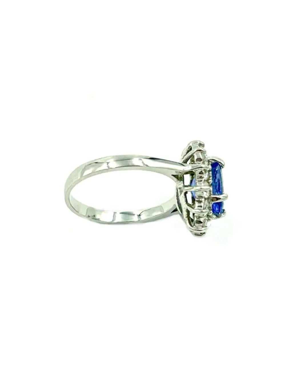 Bague Or Blanc 14K Tanzanite et Diamants
