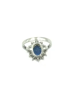 Bague Or Blanc 14K Tanzanite et Diamants