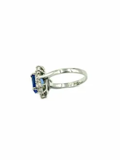 Bague Or Blanc 14K Tanzanite et Diamants