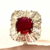 Bague or blanc, magnifique rubis 2,24 carats non chauffé et diamants