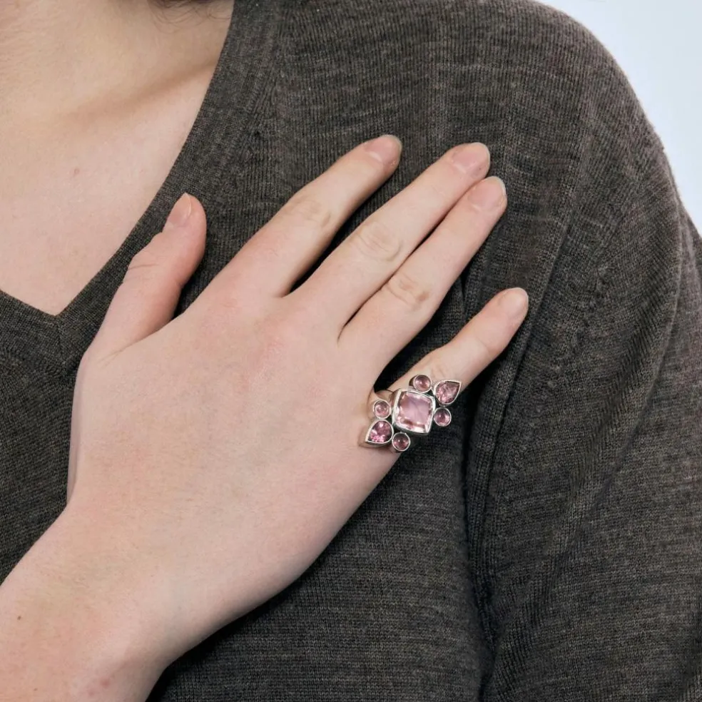 Bague or blanc Marquise Rose