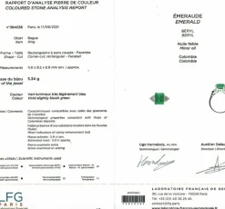Bague or blanc, émeraude 5.90 cts, diamants.