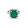 Bague or blanc, émeraude 6cts, diamants 1.50ct