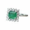 Bague or blanc émeraude diamants