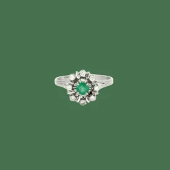 Bague or blanc émeraude diamants