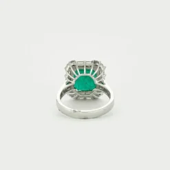 Bague or blanc émeraude diamants