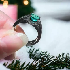 Bague Or blanc Émeraude Diamants