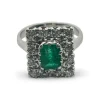 Bague or blanc émeraude et diamants