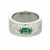 Bague or blanc, émeraude et diamants