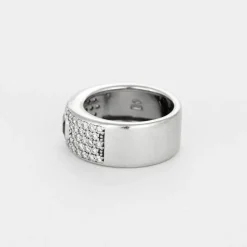 Bague or blanc, émeraude et diamants