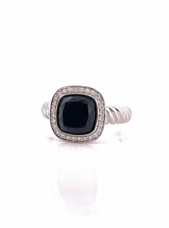 Bague or blanc onyx diamants