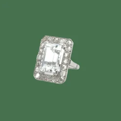 Bague or blanc oxyde de zirconium et diamants