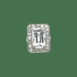 Bague or blanc oxyde de zirconium et diamants