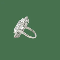 Bague or blanc oxyde de zirconium et diamants