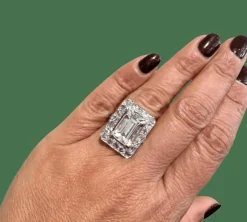 Bague or blanc oxyde de zirconium et diamants