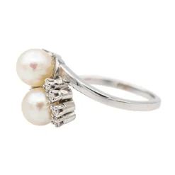 Bague Or blanc Perle de culture, Diamant