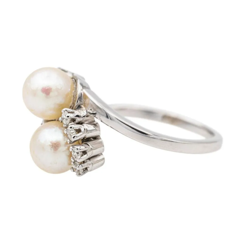 Bague Or blanc Perle de culture, Diamant
