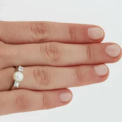 Bague Or blanc Perle Diamants