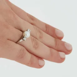Bague Or blanc Perle Diamants