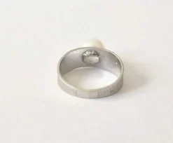Bague or blanc perle et diamants