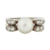 Bague Or blanc Platine Diamants Perle