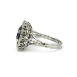 Bague Or blanc Platine Saphir Diamants