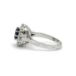 Bague Or blanc Platine Saphir Diamants