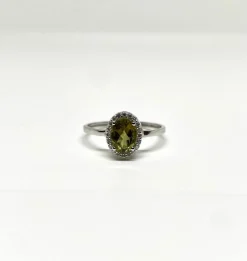 Bague or blanc quartz fumé et diamants