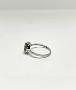 Bague or blanc quartz fumé et diamants