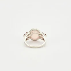Bague or blanc quartz rose et tourmalines