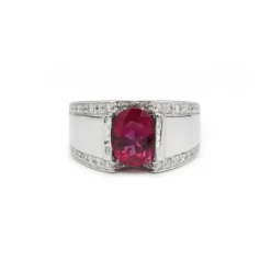 Bague or blanc, rubellite, diamants