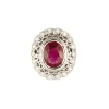 Bague or blanc rubellite diamants
