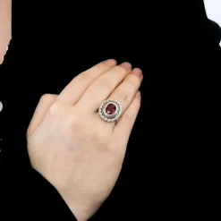 Bague or blanc rubellite diamants