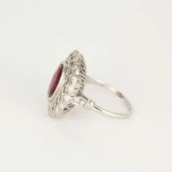 Bague or blanc rubellite diamants