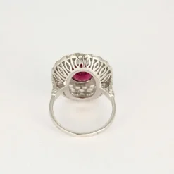 Bague or blanc rubellite diamants