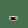 Bague or blanc, rubis, diamants