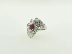 Bague or blanc rubis diamants