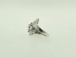 Bague or blanc rubis diamants