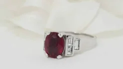 Bague or blanc rubis diamants