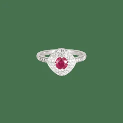 BAGUE OR BLANC, RUBIS ET DIAMANTS