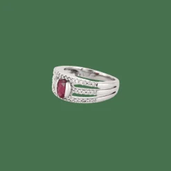 BAGUE OR BLANC RUBIS ET DIAMANTS