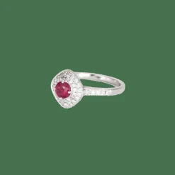 BAGUE OR BLANC, RUBIS ET DIAMANTS